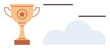 Yıldız sembollü bir kupa ve başarıyı, başarıyı, tanınmayı ve özlemleri temsil eden bir bulut. Motivasyon, ödüller, kişisel gelişim, yenilikçi liderlik ve hedef belirleme için ideal. Basit.