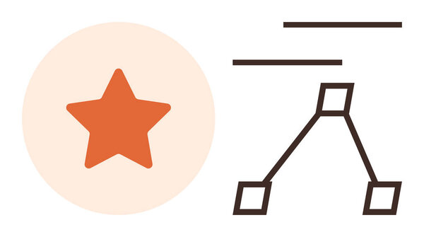 Звезда внутри светового круга, связанная диаграмма иерархии и минималистские текстовые строки. Идеально подходит для нацеленности на цель, лидерства, стратегии, ранжирования, структуры организации образования. Простая плоская метафора