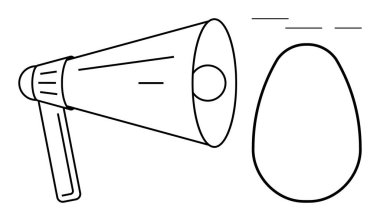 Megafon oval bir şekle doğru ses çizgileri yayıyor, iletişimi, amplifikasyonu veya odaklanmayı sembolize ediyor. Pazarlama, bağlantı, etki, mesaj teknolojisi farkındalığı için idealdir. Basit.