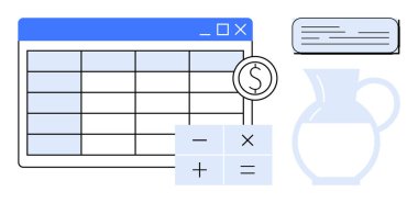 Hesap cetveli, matematik fonksiyonlu hesap makinesi, dolar dairesi, fatura bloğu ve sürahi. Muhasebe, bütçe, iş finansmanı veri analizi ve hesaplama için ideal. Basit.