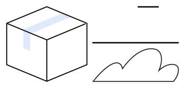 Kaset, bulut silueti ve basit satırlarla mühürlenmiş kutular nakliye, depolama, lojistik, bulut hesaplama, bağlantı, basitlik organizasyonu ve yaratıcılık temalarını çağrıştırıyor. Basit bir daire için ideal