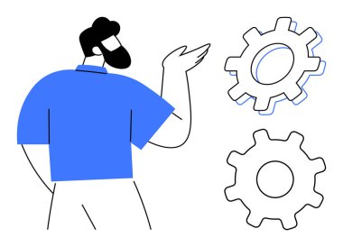 İnsan iki vitese doğru hareket eder, takım çalışmasını, stratejiyi, yeniliği, verimliliği, problem çözmeyi, mühendisliği ve üretkenliği sembolize eder. Teknik kavramlar işlemleri ve sistem işlevi için ideal