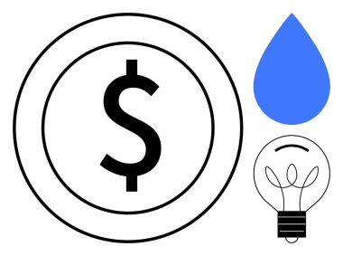 Para parayı sembolize eder, su damlası korunmayı, ampul ise yeniliği. Sürdürülebilirlik, eko-finans, yeşil enerji, yenilenebilir kaynaklar, yaratıcılık, girişimcilik için idealdir.