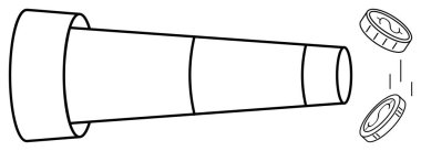 Düşen paralara bakan katlanabilir teleskop finansal öngörü, büyüme ve fırsat keşfine işaret ediyor. Finans, strateji, tasarruf, planlama, yatırımlar, büyüme vizyonu için ideal