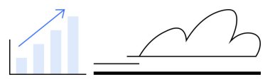Yukarı doğru eğilimli okları olan bar tablosu, minimalist bulut skeciyle birlikte büyümeyi sembolize ediyor. İş için ideal, ilerleme, teknoloji, yenilik, başarı, gelecek, analitik. Basit düz metafor