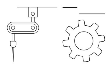 Otomasyon, teknoloji, endüstriyel tasarım, yenilik, üretim, üretkenlik ve mekanik süreçleri temsil eden bir vites sembolü olan robot kolu. Mühendislik için ideal