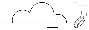 Dijital ekonomiyi, çevrimiçi işlemleri, veri depolamayı, modern teknolojiyi, e-ticareti, yeniliği ve finansal büyümeyi sembolize eden bir bulut. Basit bir düz metafor.