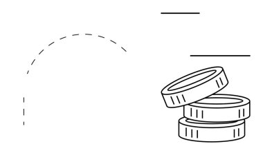 Birikmiş paralar zenginliği, tasarrufu, karı veya yatırımı temsil eder. Ekonomi, bankacılık, finans, işletme büyümesi, mali yönetim ve dijital ödeme için ideal. Basit düz metafor