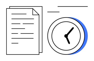 Analog bir saatin yanında kağıt yığını zaman organizasyonunu, son teslim tarihi planlamasını, verimliliği vurguluyor. Zamanlama, verimlilik, hedef belirleme, iş hayatı dengesi, çoklu görev, öncelik sıralaması için ideal