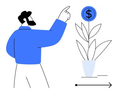 Mavi sakallı adam büyüyen bir para fabrikasını işaret ederek kar, finansal büyüme ve yatırım başarısını temsil ediyor. Finans, ekonomi, yatırım, büyüme, kazanç stratejisi için ideal başarı. Temiz