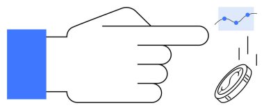 El işaretleme, bozuk para düşmesi ve seçim, yatırım ya da risk değerlendirmesi öneren grafikler. Karar, finans, strateji, verimlilik yatırımı artışı için ideal. Basit düz metafor