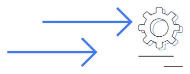 Mavi yatay oklar yönü, verimliliği, takım çalışmasını ve otomasyonu sembolize eden bir vitese nişan alır. Yenilik, strateji, üretkenlik, planlama mühendisliği ve süreç için idealdir. Basit düz
