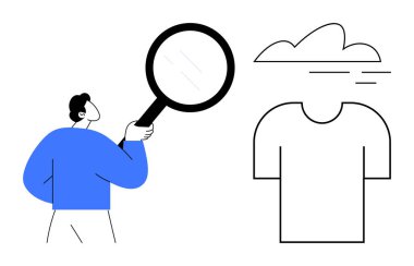 Büyüteç yüzlü, bulutlarla kaplı, arama, içgörü, kimlik ya da gizemi simgeleyen insan dış hatları. Keşif, analiz, öz düşünme, problem çözme kimliği için ideal