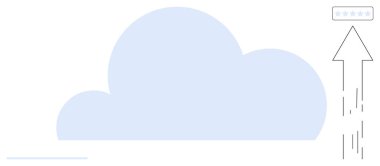 Büyük mavi bulut ve yukarı doğru yıldızlı ok veri yüklemesini, bulut hesaplamasını, verimliliği ve teknolojiyi sembolize ediyor. Depolama, yedekleme, yenilik, ilerleme iletişim bağlantısı için ideal