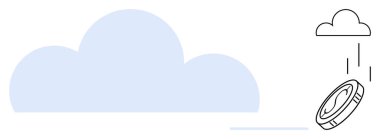 Küçük bir buluttan inen madeni para, dijital finans ve çevrimiçi depolamayı sembolize ediyor. Finans, teknoloji, bulut hesaplama, veri depolama, yenilik, fintech, dijital için ideal