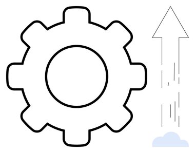 Buluttan yükselen yukarı doğru yükselen ok, yenilik, ilerleme ve başarıyı simgeliyor. Teknoloji, üretkenlik, yazılım, otomasyon, mühendislik, yenilik ve ticaret için ideal