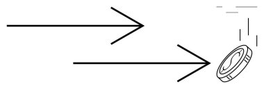İki basit ok hareket halindeki bir madeni paraya doğru birleşir. Finans, yatırım, karar, strateji, kâr, ekonomi ve değer kavramları için idealdir. Basit bir düz metafor.