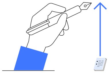 Yukarıya bakan bir okla el ele tutuşan dolmakalem, yazıyı, yaratıcı büyümeyi ve başarıyı simgeliyor. Eğitim, üretkenlik, yaratıcılık, yenilik, motivasyon hedef belirleme için ideal