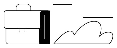 Bulut ve minimalist çizgilerin yanında çanta iş, seyahat, hareketlilik ve modern bağlantı öneriyor. İş için ideal, esneklik, üretkenlik, kariyer, bulut hesaplama serbest çalışma