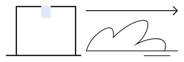 Geometrik kutuda yukarı doğru ok ve akışkan bulut şekli hareket, yön ve yenilik olduğunu gösteriyor. İlerleme, hareket, yolculuk, enerji, minimalizm kavramları ve strateji için idealdir. Temiz daire