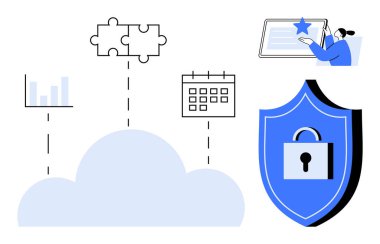 Bulut bulmaca entegrasyonu, veri analizi, takvim yönetimi, güvenlik kilidi kalkanı ve sertifika kontrol listesini merkezileştirir. Bulut hesaplama, veri güvenliği, organizasyon ve işbirliği için ideal