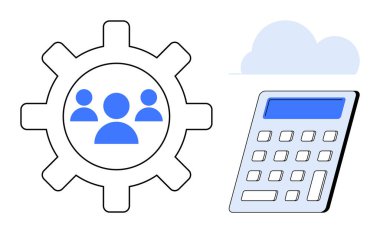 Takım çalışması için ekipler, bulut hesaplama için bulutlar, finans için hesap makinesi. İşbirliği, üretkenlik, teknoloji, iş planlaması, strateji, bulut hizmetleri yönetimi için ideal