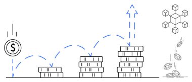 İlerleyen bir ok, engelleyici ağ şebeke ve düşen paralarla para yığınlarının boyutları artıyor. Finans, yatırım, bankacılık, gelir, tasarruf, kripto para ve ekonomi için ideal