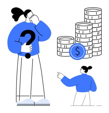 Madeni para yığınlarının yanında soru işareti tutan kişi mali seçenekleri değerlendirirken, diğer bir nokta ileri gidiyor. Finans, yatırım, bütçe, karar verme, tasarruf ve danışmanlık stratejisi için ideal. Basit.