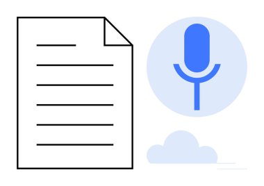 Konuşma metni dönüşümünü sembolize eden mavi bir mikrofon ikonu ile birlikte metni temsil eden satırlar. Kopyalama, uzaktan çalışma, podcast, erişilebilirlik, otomasyon, yapay zeka araçları için ideal