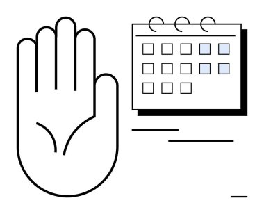 İşaretli günleri olan bir takvimin yanında elini aç. Program, planlama, zaman yönetimi, hatırlatıcılar, organizasyon, rıza ve erişilebilirlik temaları için ideal. Basit düz metafor