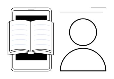 Çevrimiçi öğrenimi, eğitimi, bilgi paylaşımını, dijital kaynakları, kişisel gelişimi, sanal sınıfları, erişilebilir durumları temsil eden bir kullanıcı profili simgesi ile birlikte bir tablet ekranını kaplayan açık kitap