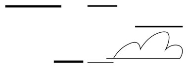 Yatay çizgiler ve tek bir bulut içeren temiz kompozisyon, basitlik ve mekanı işaret ediyor. Kavramların ideali minimalizm, yaratıcılık, modern tasarım, özgürlük, berraklık, soyutlama