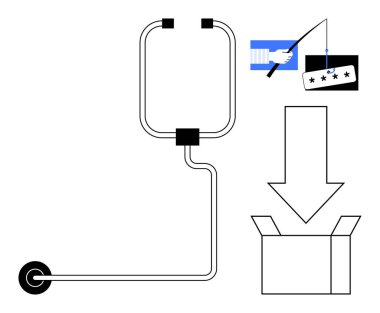 Veri aktarımı, balıkçılık giriş kartı ve kutu alımı. Siber güvenlik, bilgi akışı, teknik süreçler, phishing farkındalık, şifreleme, bulut depolama dosya paylaşımı için ideal