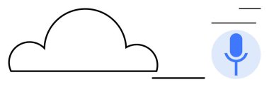 Bulut çizgisi mikrofon ikonu ile eşleştirilmiş. Bu da sesle etkinleştirilmiş teknoloji entegrasyonuna işaret ediyor. Uygulamalar, yapay zeka, depolama, ses komutu, bulut hesaplama, akıllı asistanlar, iş akışı sistemleri için ideal. Temiz daire