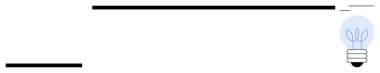 İnce siyah yatay çizgilerin yanında parıldayan iplikleri olan ampul. Yenilik, yaratıcılık, modern tasarım, basitlik, enerji, minimalizm ve parlak fikirler için idealdir. Basit düz metafor