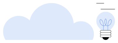Mavi bulut, yenilikçiliği, çevre dostu teknolojiyi, temiz enerjiyi, bulut hesaplamasını, sürdürülebilirliği, minimalizmi ve yaratıcılığı temsil eden bir ampulün yanında. Basit.