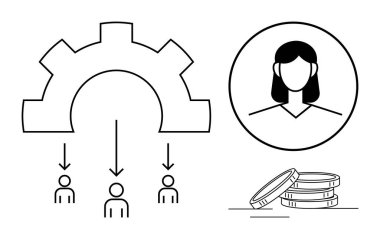 Yönetimi, takım iş birliğini, iş stratejisini, liderliği, kaynak tahsisini, organizasyonları vurgulayan para yığınına ve takım üyelerine rollerin dağıtımı merkezi çark