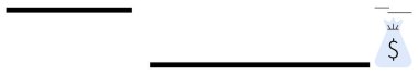 Dolar sembollü para çantası beyaz bir fonda minimalist siyah yatay çizgilerle hizalanmış. Finans, tasarruf, yatırım, asgari tasarım, bütçe temaları, ekonomik temalar, bankacılık için ideal