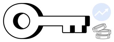 Bozuk paralar ve yukarı bakan grafik simgesi, fırsatları temsil etmek, finansal başarı, yatırım, zenginlik yönetimi dışında. İş, strateji, girişim ve pazar çözümü için ideal basit bir güvenlik düzeyi