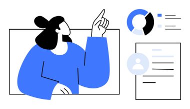 Kadın analitiği tartışırken, bir pasta grafiği ve belge özeti de dahil olmak üzere buna işaret ediyor. Veri analizi, takım çalışması, sunum, eğitim, iş stratejisi, araştırma ve proje yönetimi için ideal