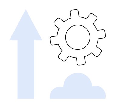 Bulutların üzerindeki ve yukarı doğru yükselen mavi oklar yeniliği, büyümeyi, gelişmeyi, gelişmeyi, işleme verimliliğini simgeliyor. İlerleme, teknoloji, üretkenlik, bulut hesaplama takım çalışması için ideal basit