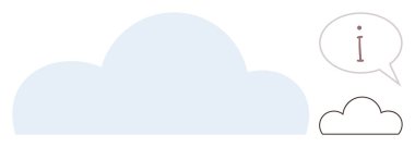 Daha küçük bir bulutun üzerinde I harfini içeren bir konuşma baloncuğu olan büyük mavi bulut. Veri, teknoloji, iletişim, depolama, bilgi alışverişi, basitlik ve minimalizm için ideal. Düz basit