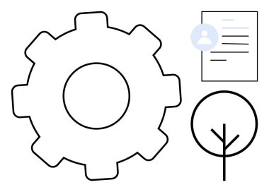 Vites sembolü, soyut ağaç, profilli belge. Takım çalışması, üretkenlik, büyüme, organizasyon, yenilikçi veri yönetimi ve çevre dostu fikirler için idealdir. Basit düz metafor
