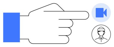 Kamerayı ve profil ikonunu gösteren düz el. Konseptler için idealdir. Video çağrısı, iletişim, etkileşimli öğretim, içerik oluşturma, medya üretimi, kullanıcı arayüzü, basit düz