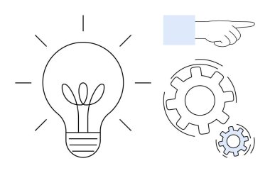 Büyüyen bitkili ampul, hareket halindeki dişliler ve ileri bakan eller. Yenilik için ideal, sürdürülebilirlik, takım çalışması, strateji, liderlik süreci optimizasyonu yaratıcılık. Basit düz metafor
