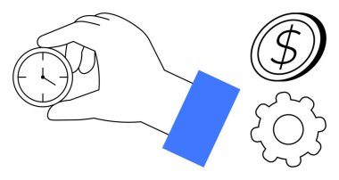 Kronometre, dolar işareti ve zaman yönetimi, finansal planlama ve operasyonel verimliliği yansıtan teçhizat. İş için ideal, üretkenlik, tasarruf, iş akışı verimliliği