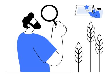 Büyüteci olan, ekinleri inceleyen, kalite güvencesini ön plana çıkaran biri. Sertifika girdisi. Tarım, araştırma, eğitim, büyüme, kalite kontrol, teftiş için ideal