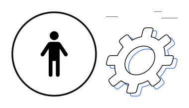 İçerideki insan figürü takım çalışmasını, yeniliği ve etkileşimi sembolize ediyor. Liderlik için ideal, teknoloji işbirliği, insan kaynakları, iş akışı, otomasyon mühendisliği
