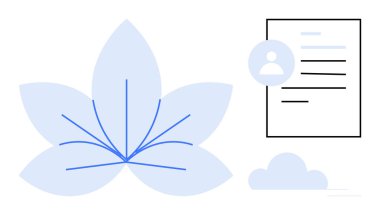 Mavi nilüfer, kullanıcı profili ve soyut bulut ile eşleştirildi. Kendini geliştirme, maneviyat, refah, dijital kimlik, veri yönetimi, kariyer ve denge için idealdir. Basit düz metafor