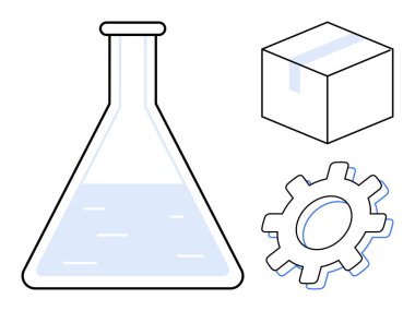 Sıvı, çarkıfelek ve yenilik, araştırma ve üretimi ön plana çıkaran bir kutu. Bilim, mühendislik, lojistik gelişim endüstrisi için ideal tema üretimi. Basit.